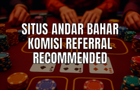 Meja permainan casino Andar Bahar di meja dengan chip dan kartu.